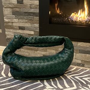 Woven Dark Green Handbag